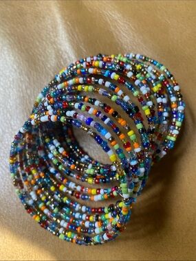 African Masai made beaded wrap around bracelet multi color